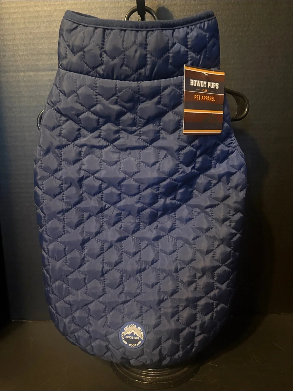 Navy Quilted Dog Vest - Insulated Pet Apparel M up to 27 lbs